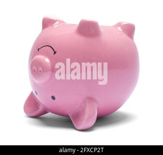 Pink Piggy Bank Mit Dem Kopf Nach Unten Geschnitten. Stockfoto