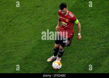 DANZIG, POLEN - 26. MAI: Bruno Fernandes von Manchester United während des UEFA Europa League Finales zwischen Villarreal CF und Manchester United im Stadion Energa Danzig am 26. Mai 2021 in Danzig, Polen (Foto: Pablo Morano/Orange Picles) Stockfoto