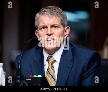 Washington, DC, USA. Mai 2021. 26. Mai 2021 - Washington, DC, USA: DAVID CHIPMAN, Nominierter zum Direktor des Bureau of Alcohol, Tobacco, Firearms, and Explosives, Rede bei einer Anhörung des Justizausschusses des Senats. Quelle: Michael Brochstein/ZUMA Wire/Alamy Live News Stockfoto