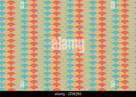 Japanischer oder chinesischer Stoff mit traditionellem Hintergrund und Kreiswelle. Design für dekorative, Tapete; Kleidung; Wrapping.Vector Illustration.EPS10 Stock Vektor