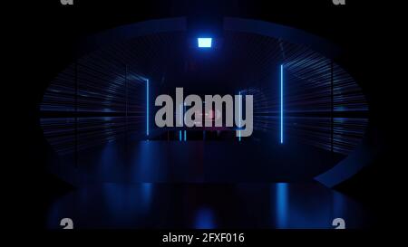 3D-Rendering eines futuristischen dunklen Portalhintergrunds Stockfoto