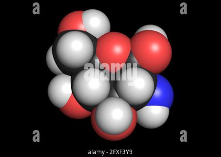 Glucosamin Nahrungsergänzungsmittel Molekül 3D Rendering chemische Struktur Stockfoto