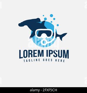 Kombination von Seeelementen mit Taucherbrille Logo Design Vektor Tauchen Symbolvorlage für Unterwassersymbole Stock Vektor