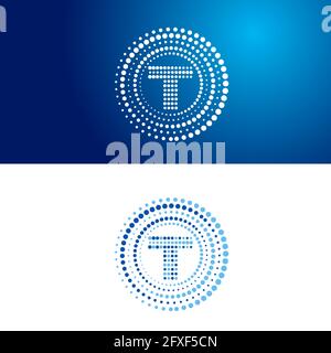 Digital Tech Dots T Initial Letter Logo Design Dot Symbol Icon Vektor Grafik Konzept Illustrationen Stock Vektor