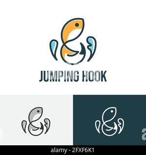 Jumping Hook Angelausrüstung Club-Ausrüstung Logo Stock Vektor