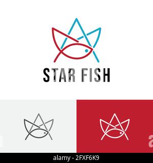 Star Fish Monoline Simple Modern Animal Logo Stock Vektor