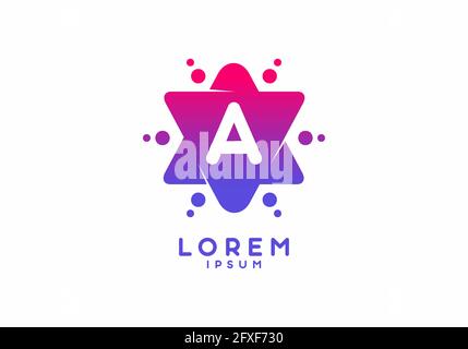 Rosa blaue Verlaufsfarbe eines Anfangsbuchstabens im Stern Formendes Design Stock Vektor