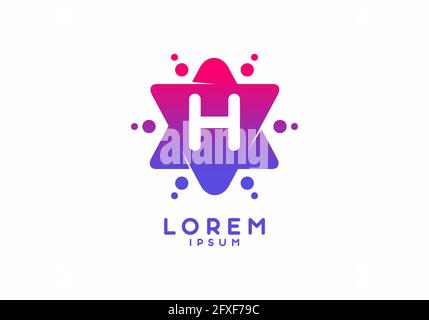 Rosafarbene blaue Verlaufsfarbe des Anfangsbuchstabens H im Stern Formendes Design Stock Vektor