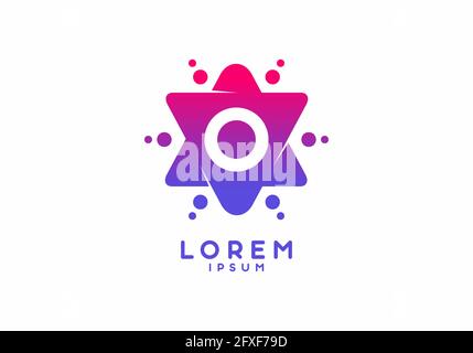Rosafarbene blaue Verlaufsfarbe des Anfangsbuchstabens O im Stern Formendes Design Stock Vektor