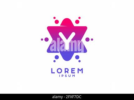 Rosa blaue Verlaufsfarbe des Anfangsbuchstabens Y im Stern Formendes Design Stock Vektor