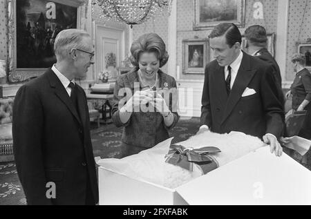 Zweiter Tag der Geschenke für Prinzessin Beatrix und Claus im Soestdijk Palace, Botschafter Australien, 1. März 1966, Botschafter, Geschenke, Prinzessinnen, Niederlande, Foto der Presseagentur des 20. Jahrhunderts, zu erinnerende Nachrichten, Dokumentation, historische Fotografie 1945-1990, visuelle Geschichten, Menschliche Geschichte des zwanzigsten Jahrhunderts, Momente in der Zeit festzuhalten Stockfoto