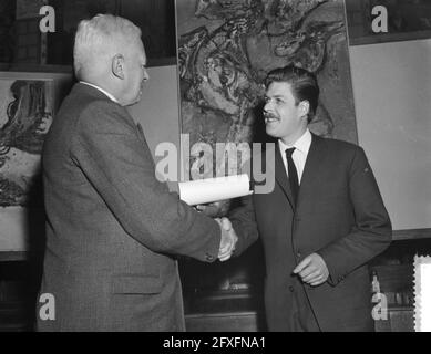 Verleihung des Gerard Terborch Awards in Zwolle, 16. Dezember 1959, Preisverleihungen, Niederlande, 20. Jahrhundert Presseagentur Foto, Nachrichten zu erinnern, Dokumentarfilm, historische Fotografie 1945-1990, visuelle Geschichten, Menschliche Geschichte des zwanzigsten Jahrhunderts, Momente in der Zeit festzuhalten Stockfoto