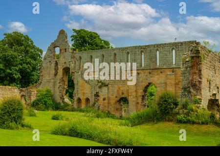 Ruinen von Jervaulx Abbey, in der Nähe von Leyburn, Yorkshire, England Stockfoto