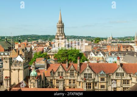 Skyline von Oxford von Str. Marys Turm, Oxford, Oxfordshire, England Stockfoto