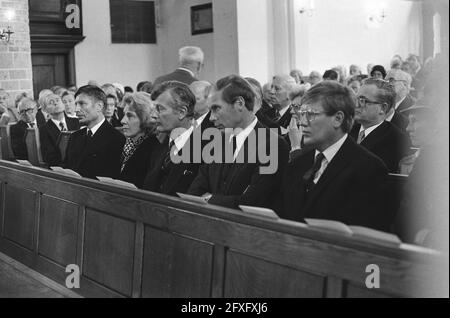 Von links nach rechts Premierminister van Agt und Minister Gardeniers, De Koning, Beelaerts van Blokland und Wiegel, 27. August 1979, Beerdigungen, Kirchen, Minister, premierminister, Niederlande, Presseagentur des 20. Jahrhunderts, Foto, Nachrichten zu erinnern, Dokumentarfilm, historische Fotografie 1945-1990, visuelle Geschichten, Menschliche Geschichte des zwanzigsten Jahrhunderts, Momente in der Zeit festzuhalten Stockfoto