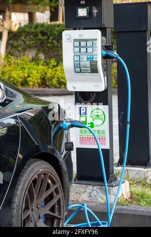 Ladegerät Für Elektrofahrzeuge, Hongkong, China. Stockfoto