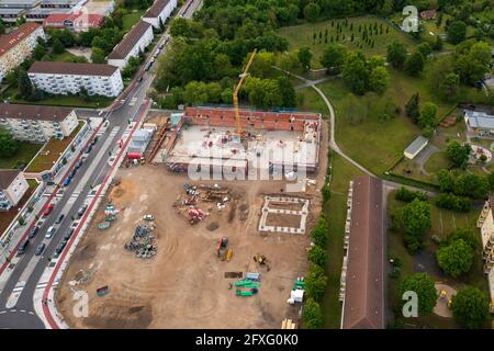 Luftaufnahme einer Baustelle in der Stadt Stockfoto