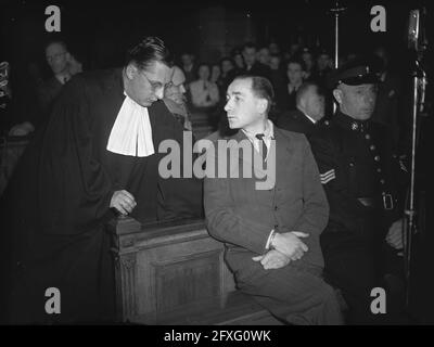 Van der Waals SD-Spion vor Gericht, 16. April 1948, Niederlande, Foto der Presseagentur des 20. Jahrhunderts, zu erinnerende Nachrichten, Dokumentarfilm, historische Fotografie 1945-1990, visuelle Geschichten, Menschliche Geschichte des zwanzigsten Jahrhunderts, Momente in der Zeit festzuhalten Stockfoto