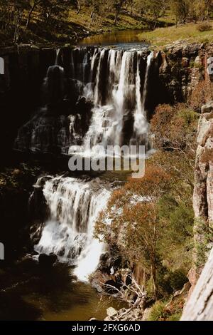 Panoramablick auf den Wasserfall Ebor Falls auf dem Guy Fawkes River in Australien Stockfoto