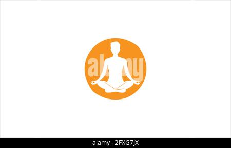 Yoga-Meditations-Ikone im Kreis-Logo-Design Stock Vektor