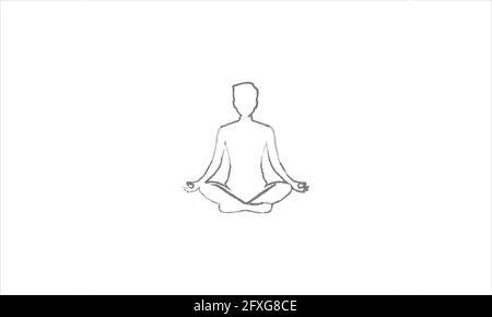 Meditation Yoga handgezeichnetes Icon Logo-Design Stock Vektor