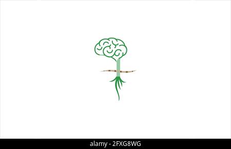 Brain Tree Symbol Logo Konzept Design Illustration Stock Vektor