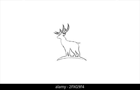 Handgezeichnetes Hirschsymbol Logo-Design-Illustration Stock Vektor