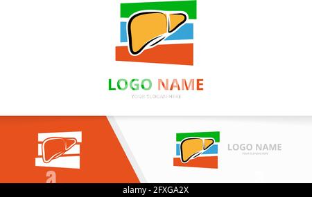 Logo-Kombination für Leberanatomie. Internes Organ, medizinische Gesundheit Logo Design-Vorlage. Stock Vektor