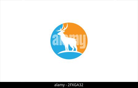 Deer Circular Icon Logo in flachem Design Vektor-Illustration Stock Vektor