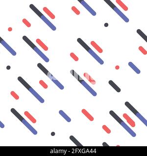 Die nahtlose Vektor parallel Diagonal Rot Blau Grau überlappende Farbe Linien Muster Hintergrund Stock Vektor