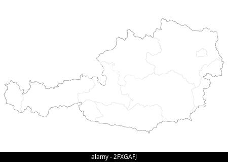 Vector Illustration Karte von Österreich Bundesländer auf weißem Hintergrund. Stock Vektor