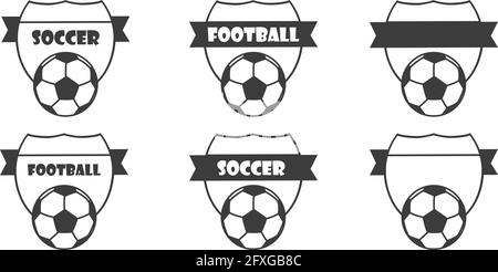 Fußball, Fußball Club Vector Logo, Logo Vorlagen eingestellt. Sammlung von europäischen Fußball, Fußball Labels, Embleme und gestalterische Elemente Stock Vektor