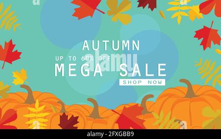 Herbst Sale Hintergrund Layout mit Blättern für Shopping Verkauf oder Promo Poster und frame Packungsbeilage oder Web Banner schmücken. Vector Illustration Vorlage. Stock Vektor
