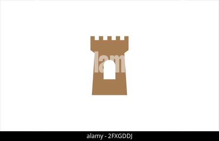 Castle Tower Vektor-Symbol-Logo in hellbrauner Farbe Vektor Abbildung Stock Vektor