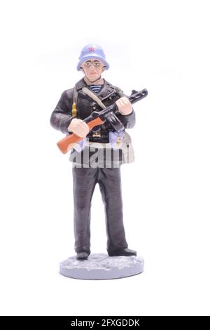 Tin Soldier Marine Infanterie isoliert auf weiß Stockfoto