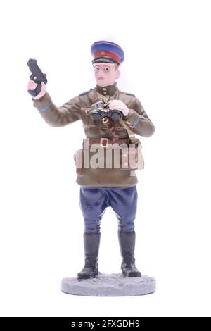 Zinn-Soldat Leutnant-Infanterie UdSSR 1940-43 isoliert auf Weiß Stockfoto