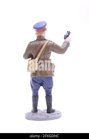 Zinn-Soldat Leutnant-Infanterie UdSSR 1940-43 isoliert auf Weiß Stockfoto