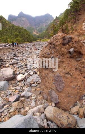 Rollermagmatic Rocks in Taburiente Riverbed, Nationalpark Caldera de Taburiente, Biosphärenreservat, ZEPA, LIC, La Palma, Kanarische Inseln, Spanien, Euro Stockfoto