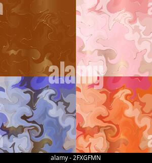 Marmor Hintergrund mit Gold Texturen rosa, braun, blau und orange Farbe.Vektor-Set. Abstrakte Aquarell Hintergrund-Kollektion.Flüssiger Marmor für Design Stock Vektor