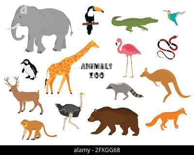 Vektor Icon Set, Sammlung Zootiere. ZOO Stock Vektor