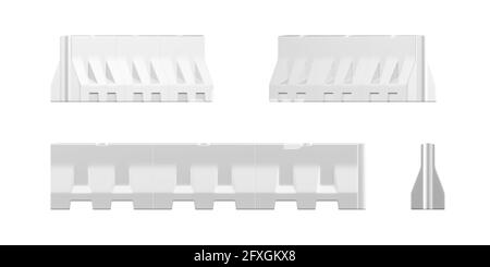 Wassergefüllte Barrikade Mockup isoliert auf weißem Hintergrund - 3d Rendern Stockfoto