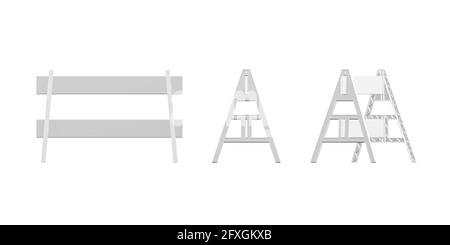 A-Frame-Barricade-Modell isoliert auf weißem Hintergrund - 3d-Rendering Stockfoto