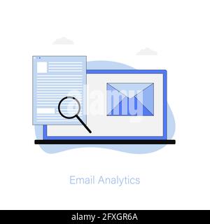 Marketing Analytics, visuelles Konzept von E-Mail-Newsletter, E-Mail-Marketing-Strategie - Vektordarstellung, Landing Page-Vorlage Stock Vektor