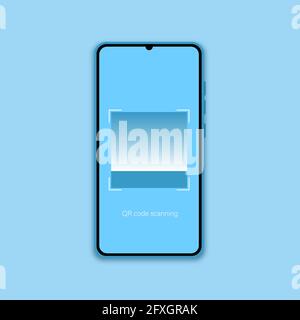 QR-Code für die Zahlung. QR-Code-Scan auf Smartphone. Handy scannt QR-Code. Überprüfung Stock Vektor