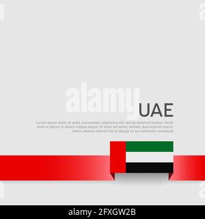 Farbband der Flagge der Vereinigten arabischen emirate auf weißem Hintergrund. Hintergrund mit Flagge der vae. Geschäftsbroschüre. Patriotisches Banner der Vereinigten Arabischen Emirate, Cover. Nation Stock Vektor