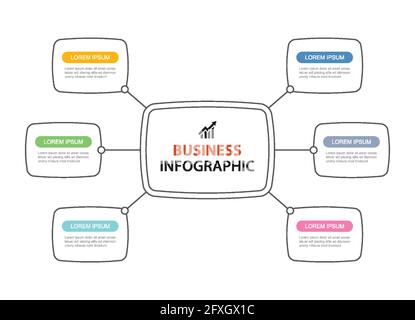 6 Daten Optin Infografiken dünne Linie Vorlage Design. Illustration abstrakter Hintergrund. Kann für Workflow-Layout, Business-Schritt, Banner, Web-de verwendet werden Stock Vektor