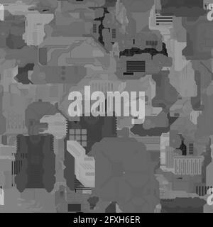 Nahtlos wiederholendes Muster von Höhenkarten. Kann für futuristische Objekte in 3D verwendet werden Stockfoto