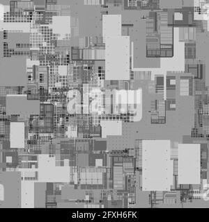 Nahtlos wiederholendes Muster von Höhenkarten. Kann für futuristische Objekte in 3D verwendet werden Stockfoto