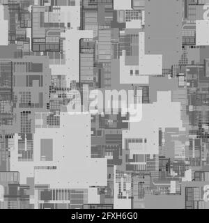 Nahtlos wiederholendes Muster von Höhenkarten. Kann für futuristische Objekte in 3D verwendet werden Stockfoto