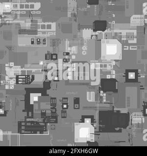 Nahtlos wiederholendes Muster von Höhenkarten. Kann für futuristische Objekte in 3D verwendet werden Stockfoto